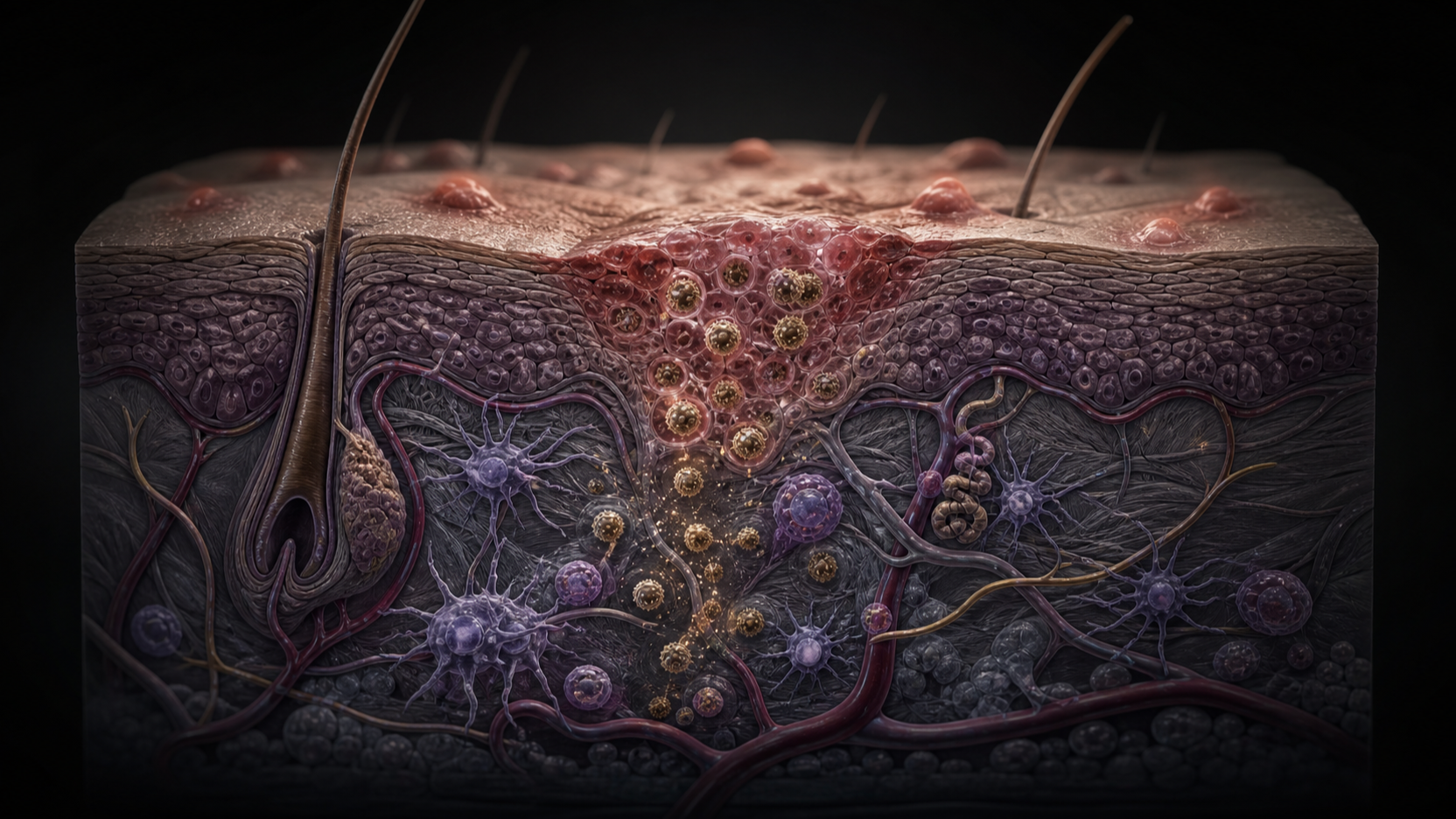 Original medical illustration for: Understanding Chickenpox in Adults: A Detailed Case Study from Massachusetts General Hospital