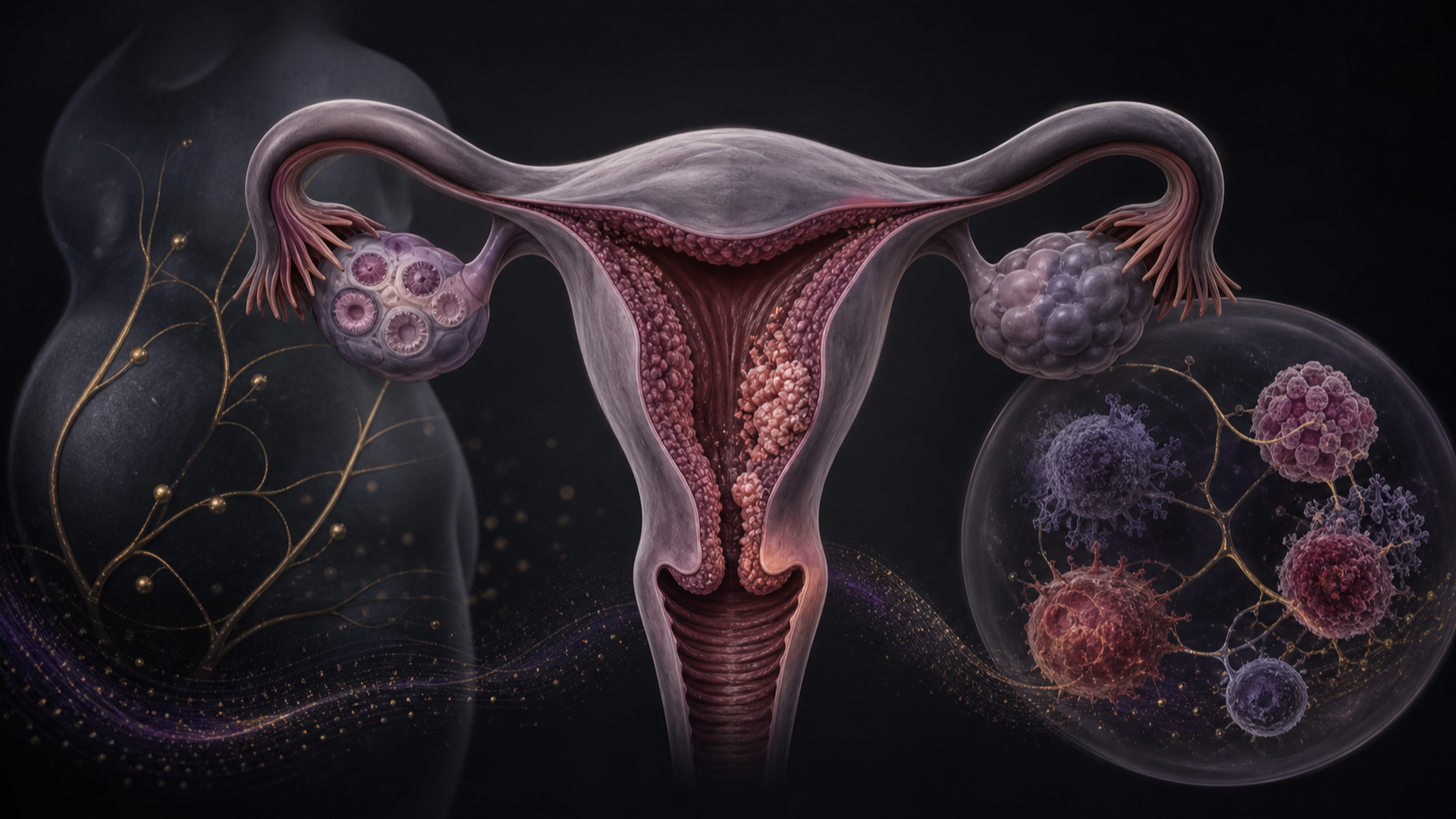 Original medical illustration for: Understanding Endometrial Cancer: Risks, Treatments, and New Research